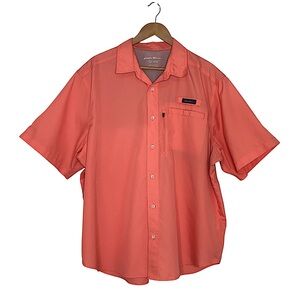 Eddie Bauer Men's Woven Orange Button Down Hiking Fishing Beach Tech Shirt XXL
